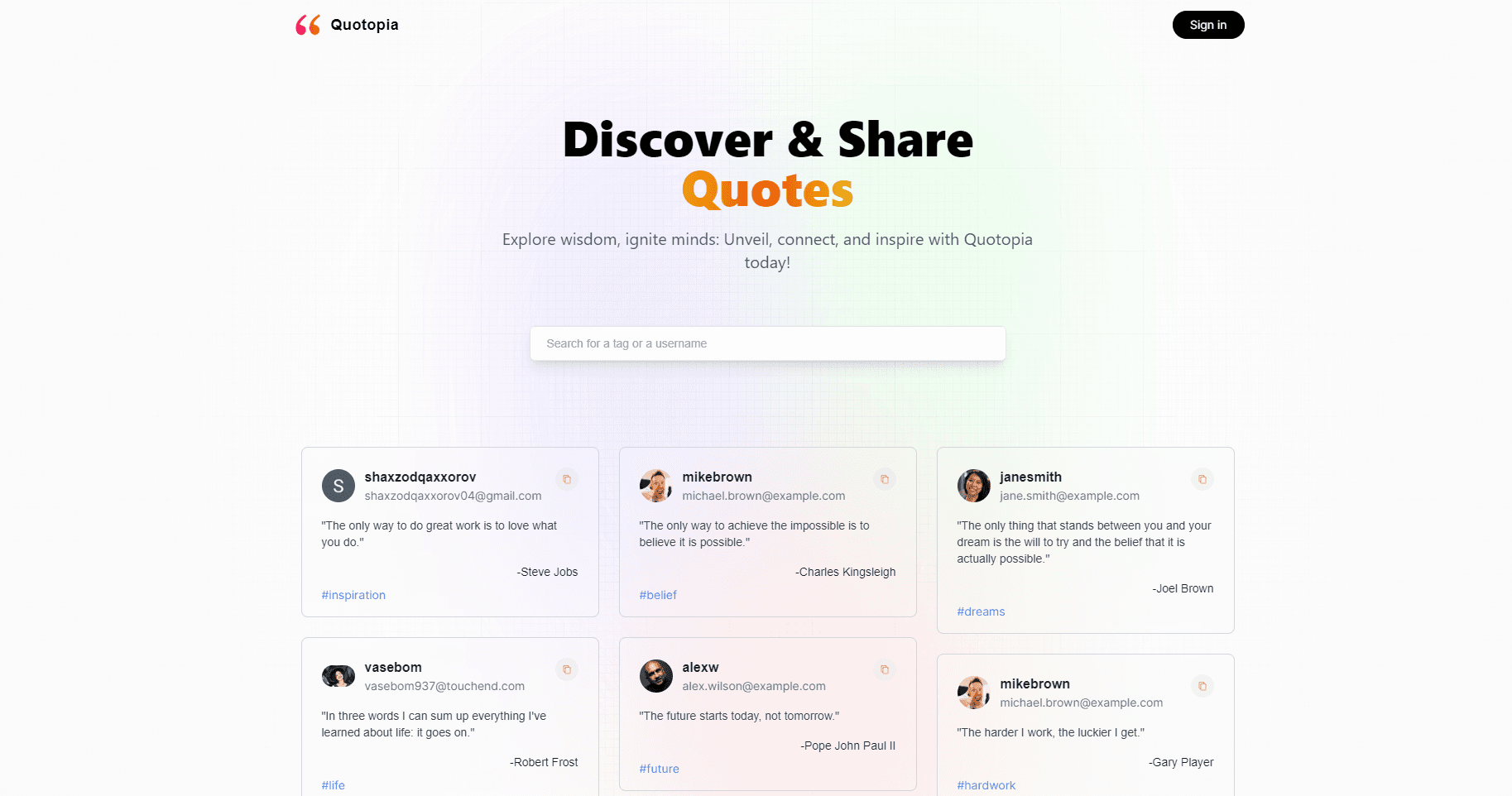 Quotopia screenshot