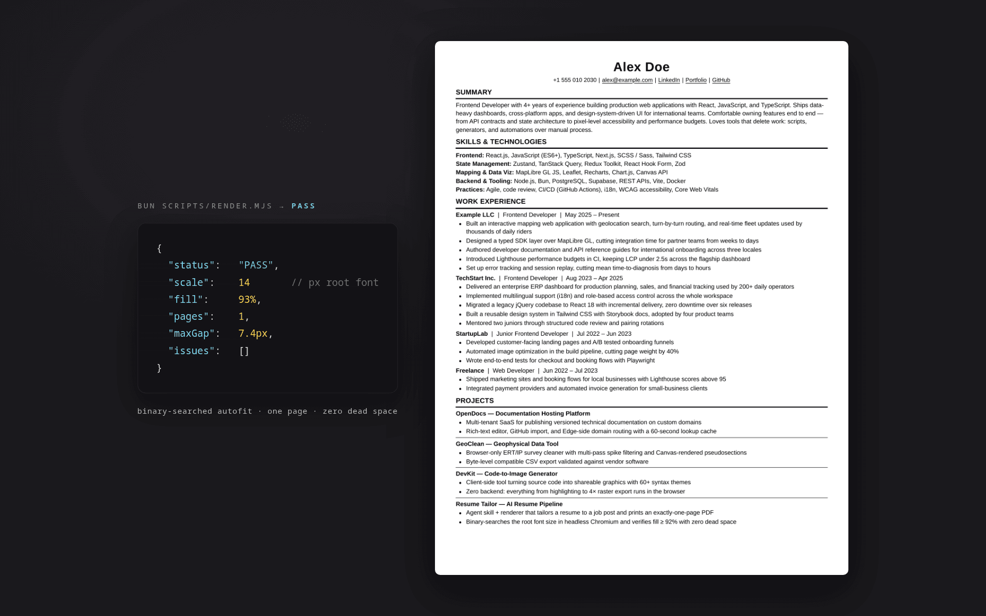Resume Tailor project screenshot
