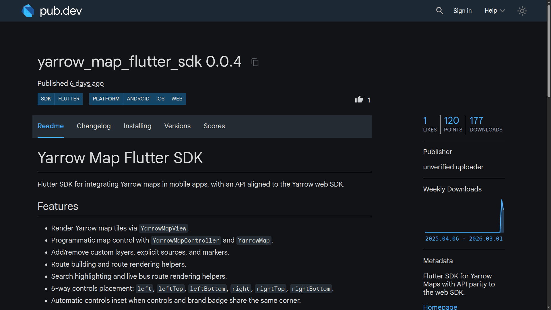 Yarrow Map Flutter SDK screenshot